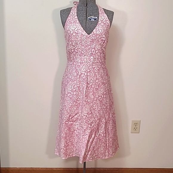 J. Crew Dresses & Skirts - J. Crew Pink Lavender Print Halter Midi Dress Size 6